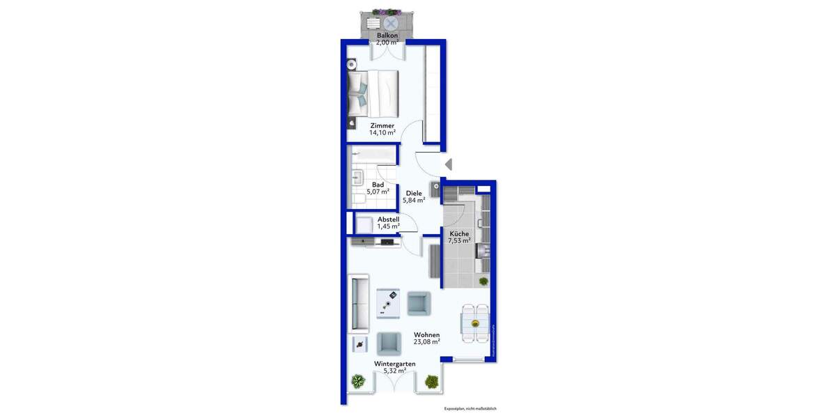 Etagenwohnung Frankfurt Dornbusch - 2 Zimmer, 63 m&sup2;, 349.000&euro; | Angebot:22467651
