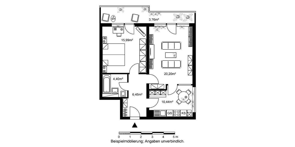Etagenwohnung Frankfurt am Main Bonames - 2 Zimmer, 61 m&sup2;, 773&euro; | Angebot:25534968