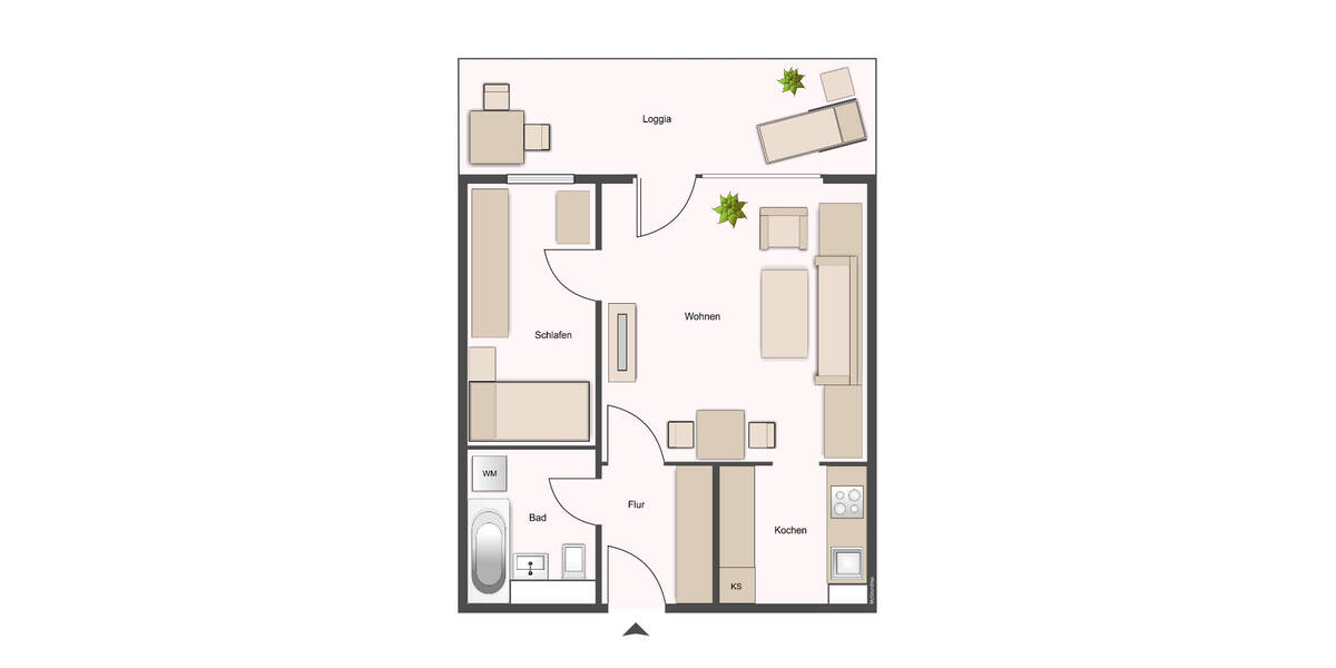 Etagenwohnung Darmstadt Kranichstein - 1 Zimmer, 44 m&sup2;, 450&euro; | Angebot:25742529