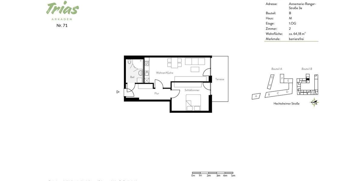 Etagenwohnung Mainz Laubenheim - 2 Zimmer, 64 m&sup2;, 1.120&euro; | Angebot:26560332