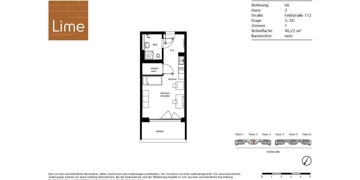Teilmöbliertes 1-Zimmer-Apartment mit Einbauküche und Balkon 1 zimmer