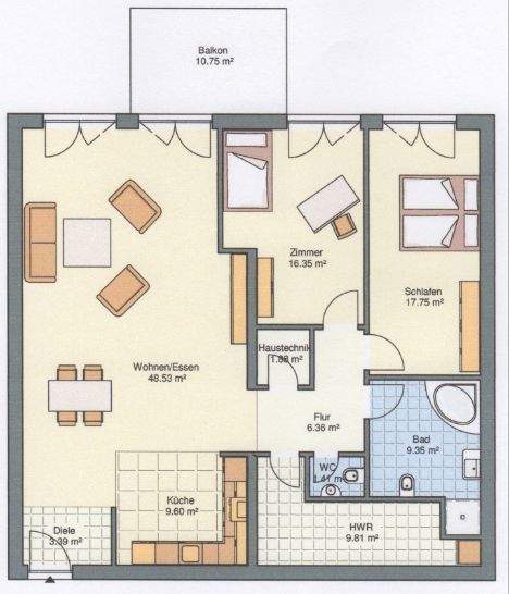 Etagenwohnung Heppenheim Wald-Erlenbach - 3 Zimmer, 125 m&sup2;, 1.350&euro; | Angebot:25536265