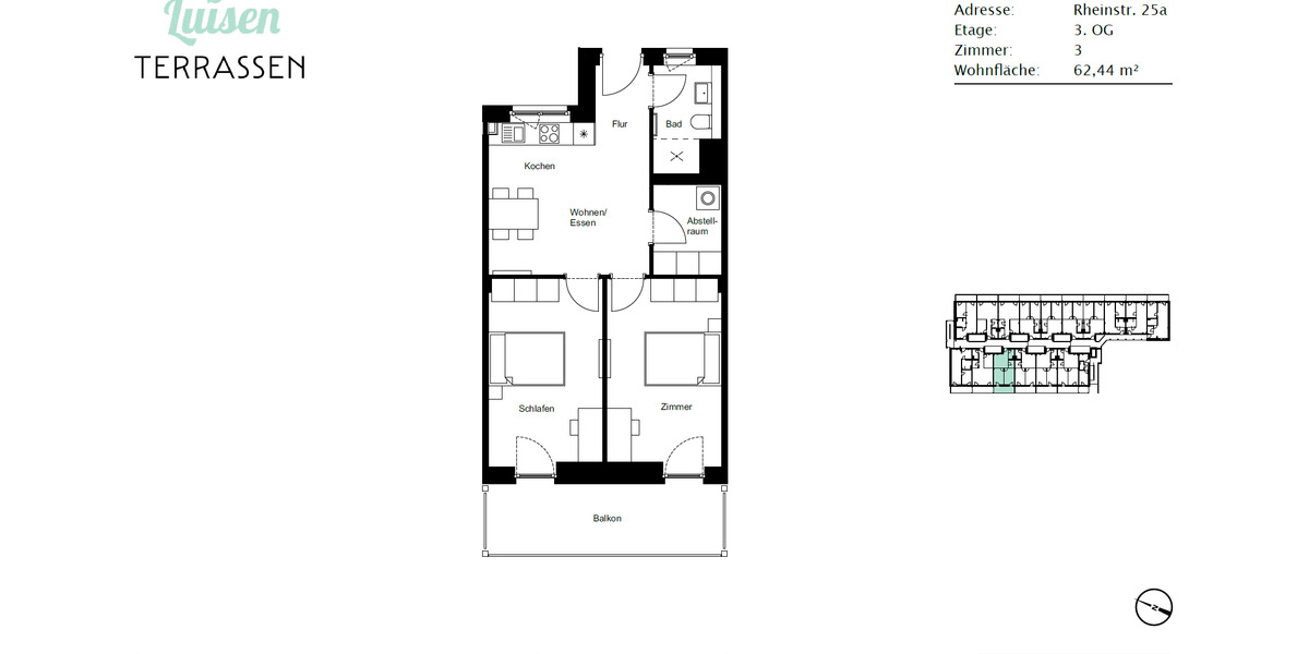 Kompakte 3-Zimmer-Wohnung 3 zimmer