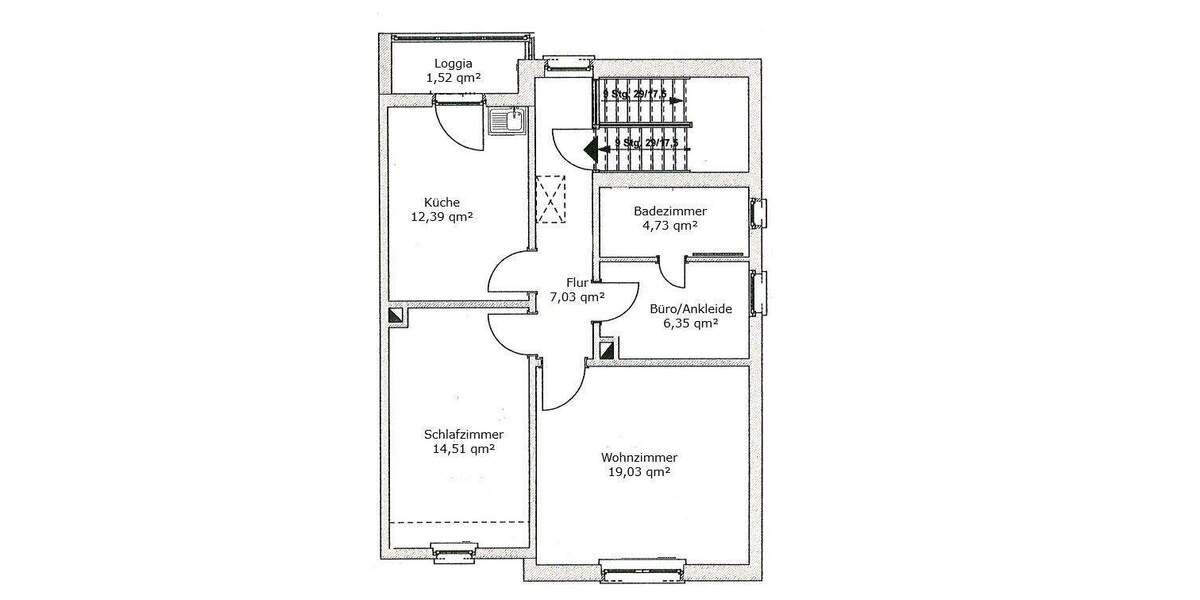 Etagenwohnung Darmstadt Darmstadt-Nord - 3 Zimmer, 65 m&sup2;, 195.000&euro; | Angebot:25737500