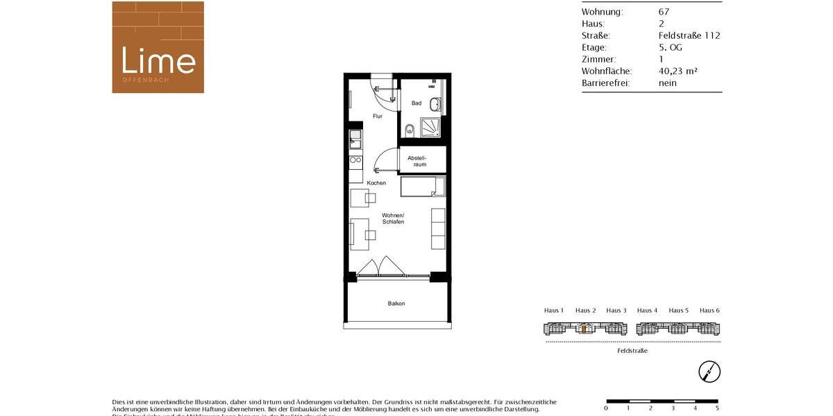 Etagenwohnung Offenbach am Main Bieberer Berg - 1 Zimmer, 40 m&sup2;, 720&euro; | Angebot:25418543