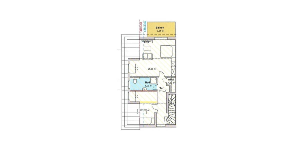 Dachgeschoßwohnung Mörfelden-Walldorf Walldorf - 2 Zimmer, 57 m&sup2;, 1.140&euro; | Angebot:26335145