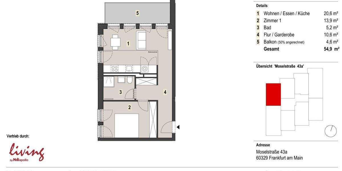 M43 Central Living | Moderne, kompakte 2-Zimmerwohnung mit EBK + Balkon im ruhigen Innenhof 2 zimmer