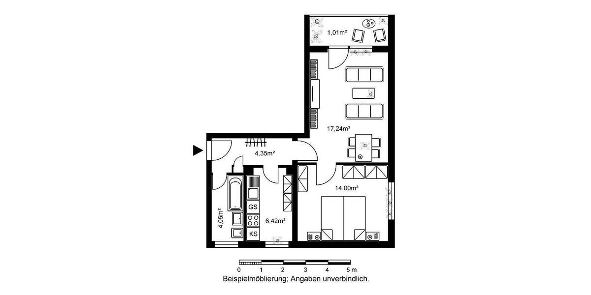 Etagenwohnung Frankfurt am Main Dornbusch - 2 Zimmer, 47 m&sup2;, 619&euro; | Angebot:26842983