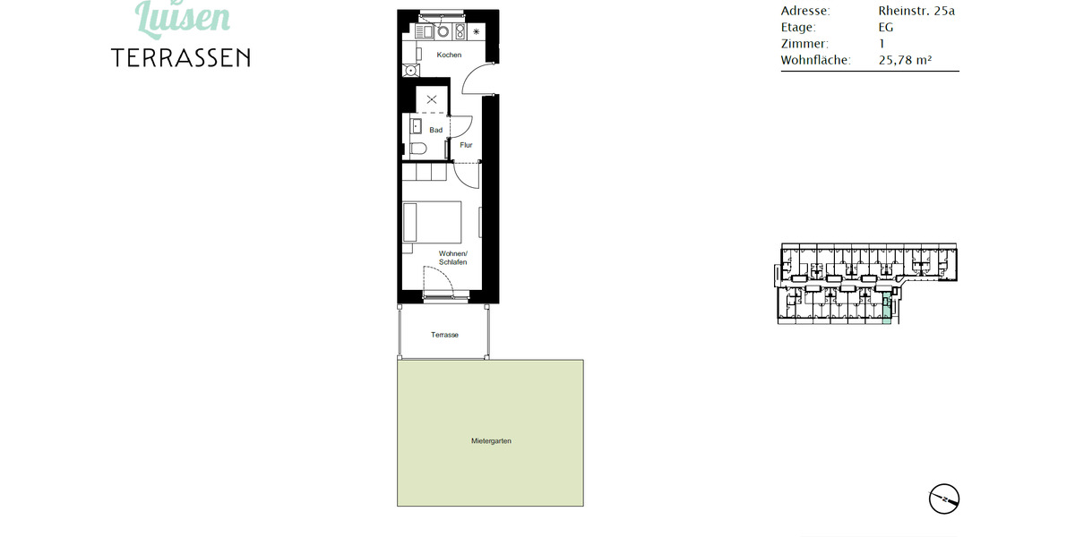 Moderne 1-Zimmer Wohnung mit großzügiger Terrasse 1 zimmer