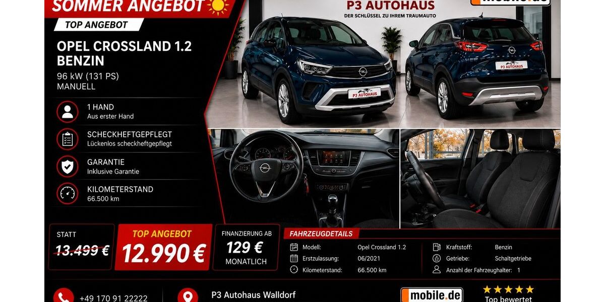 Opel Crossland (X) 67.496 km 10.990 &euro; Mörfelden-Walldorf 64546