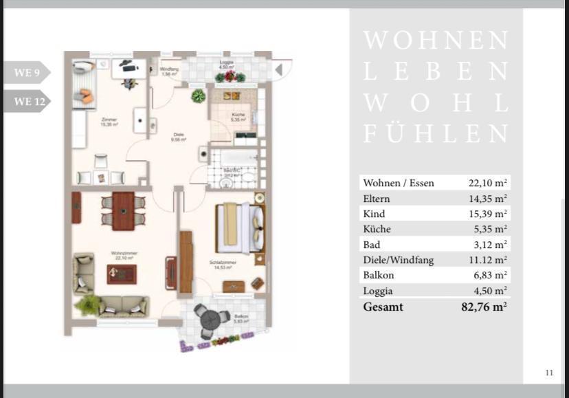 Schöne, zentrale, gut gepflegte drei Zimmer Wohnung in lamperthei