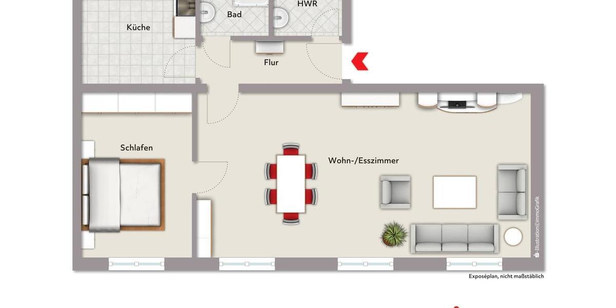 Etagenwohnung Darmstadt - 2 Zimmer, 77 m&sup2;, 917&euro; | Angebot:26660600