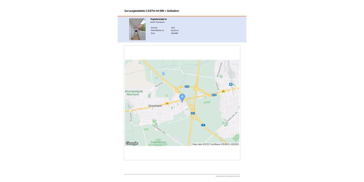 Etagenwohnung Griesheim - 2 Zimmer, 64 m&sup2;, 230.000&euro; | Angebot:21940043