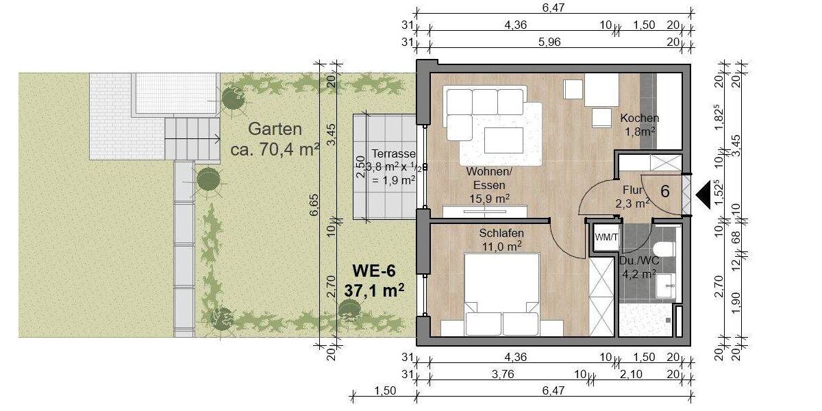 Etagenwohnung Offenbach am Main Bürgel - 2 Zimmer, 37 m&sup2;, 222.010&euro; | Angebot:26916412