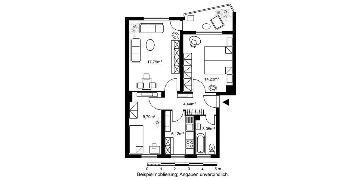 Etagenwohnung Darmstadt Bessungen - 2.5 Zimmer, 57 m&sup2;, 671&euro; | Angebot:25544472