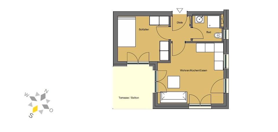 Etagenwohnung Mainz Laubenheim - 2 Zimmer, 36 m&sup2;, 269.000&euro; | Angebot:26537867