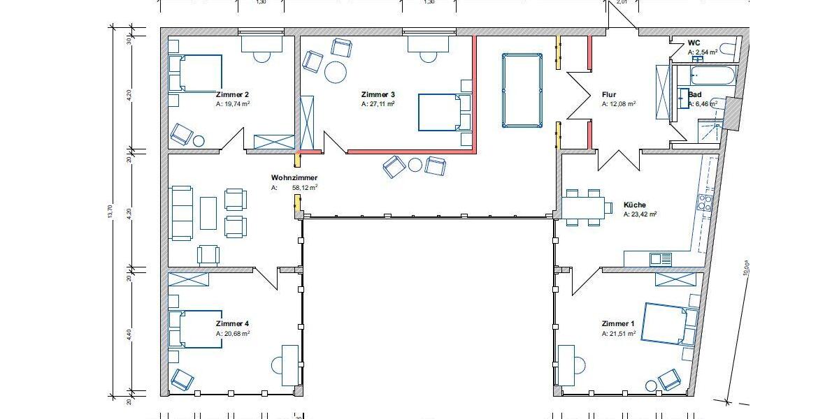 Dachgeschoßwohnung Offenbach am Main - 5 Zimmer, 200 m&sup2;, 2.600&euro; | Angebot:24441320