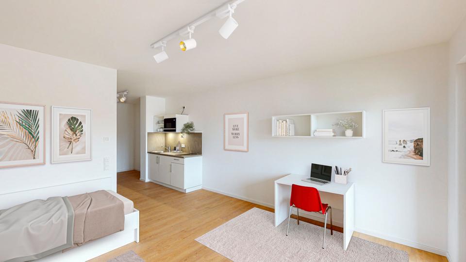 Teilmöbliertes 1-Zimmer-Apartment mit Einbauküche und Balkon 1 zimmer