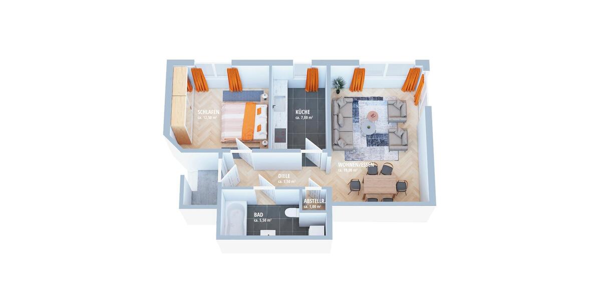 Erdgeschoßwohnung Seeheim-Jugenheim Jugenheim - 2 Zimmer, 51 m&sup2;, 189.911&euro; | Angebot:26633971