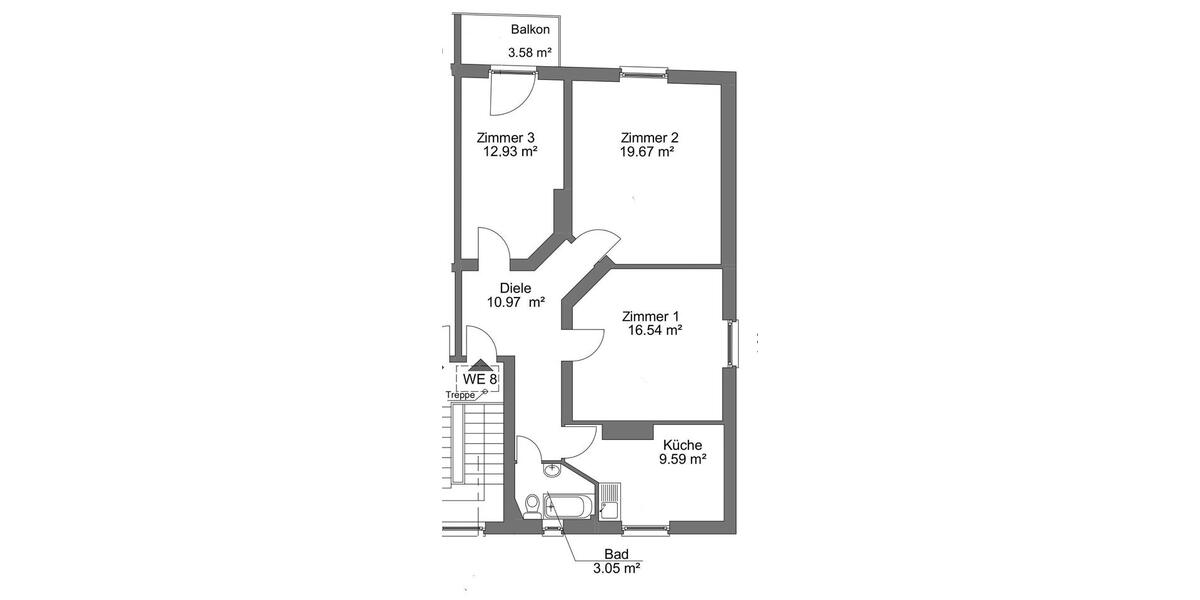 Etagenwohnung Frankfurt am Main Nordend West - 3 Zimmer, 76 m&sup2;, 1.500&euro; | Angebot:25399545