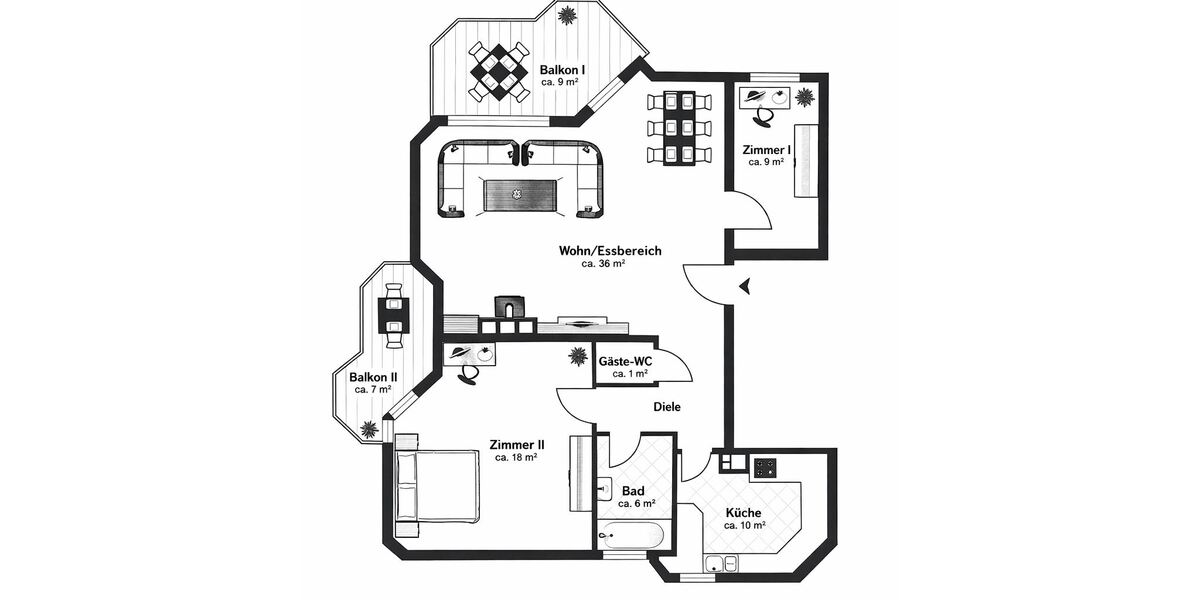 Hochwertige 3-Zimmer-Wohnung mit zwei Balkonen in begehrter Lage von Frankfurt-Sachsenhausen - Etagenwohnung Frankfurt Oberrad | Angebot:24762533
