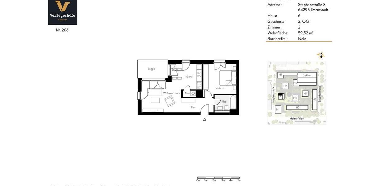 Etagenwohnung Darmstadt Darmstadt-West - 2 Zimmer, 60 m&sup2;, 1.320&euro; | Angebot:25540471