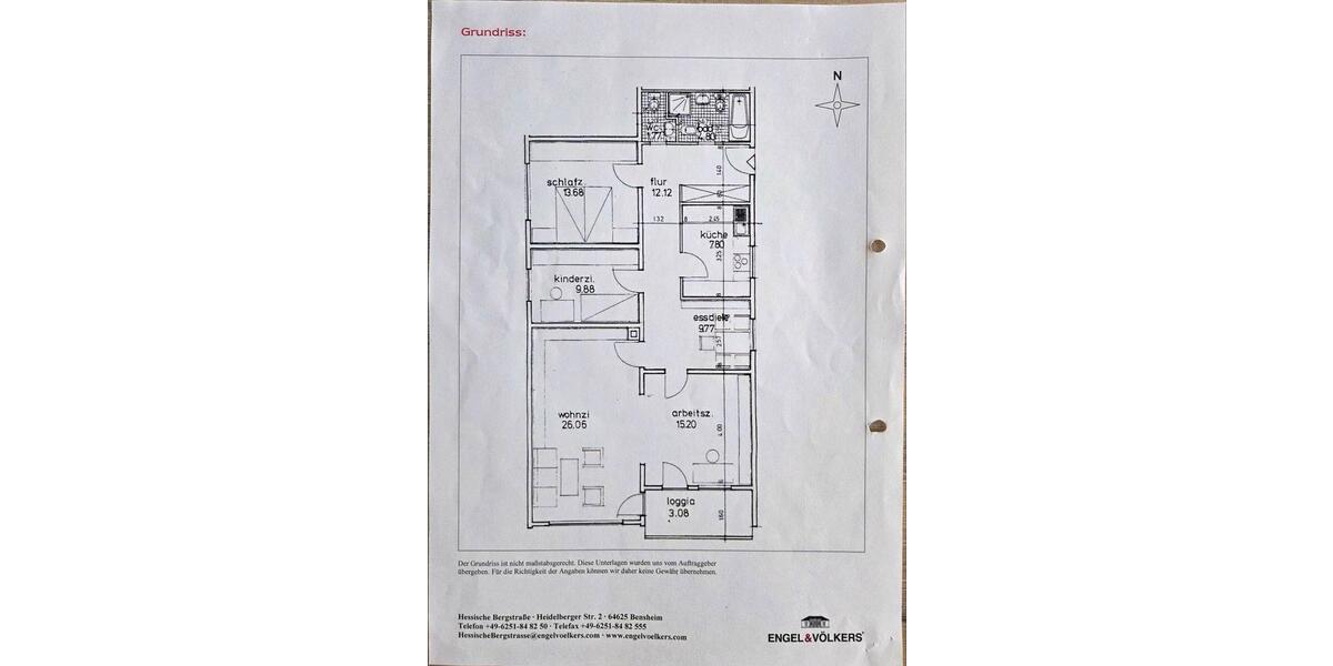Etagenwohnung Bensheim - 4.5 Zimmer, 104 m&sup2;, 350.000&euro; | Angebot:26866322