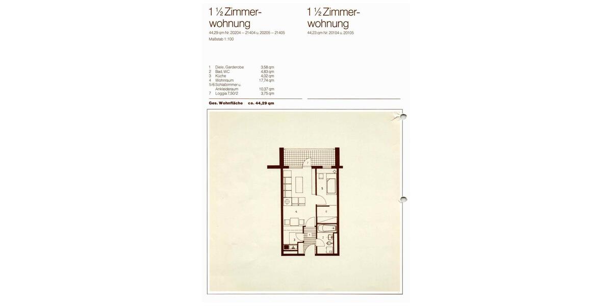 Etagenwohnung Frankfurt am Main Niederrad - 2 Zimmer, 44 m&sup2;, 220.000&euro; | Angebot:25080353