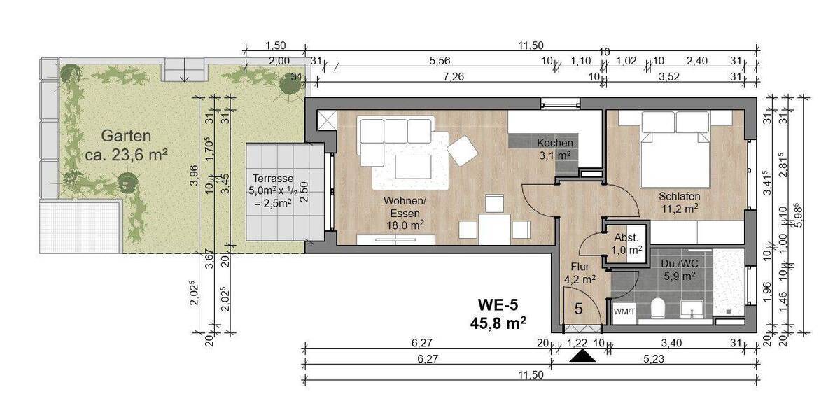 Etagenwohnung Offenbach am Main Bürgel - 2 Zimmer, 45 m&sup2;, 269.620&euro; | Angebot:26891450