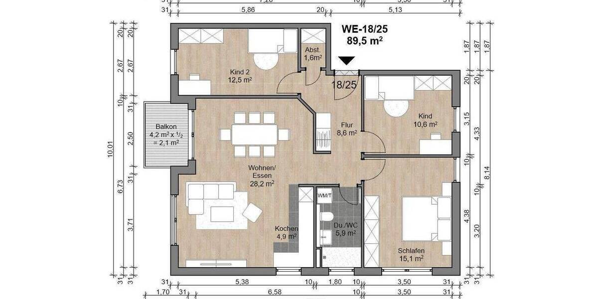 Etagenwohnung Offenbach am Main Bürgel - 4 Zimmer, 89 m&sup2;, 480.000&euro; | Angebot:26908459