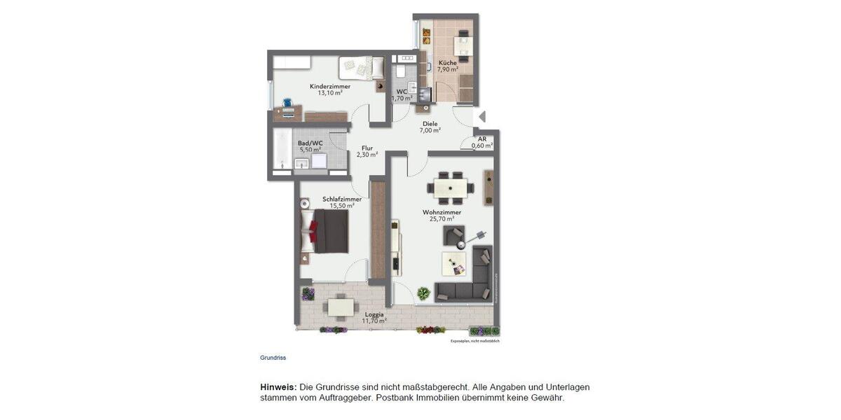 Etagenwohnung Offenbach am Main Hafen - 2.5 Zimmer, 83 m&sup2;, 1.240&euro; | Angebot:26338594