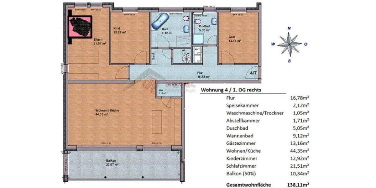 Etagenwohnung Kelsterbach - 4 Zimmer, 138 m&sup2;, 520.000&euro; | Angebot:26986731