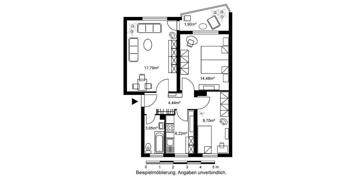Etagenwohnung Darmstadt Darmstadt-Mitte - 2 Zimmer, 57 m&sup2;, 656&euro; | Angebot:26929910