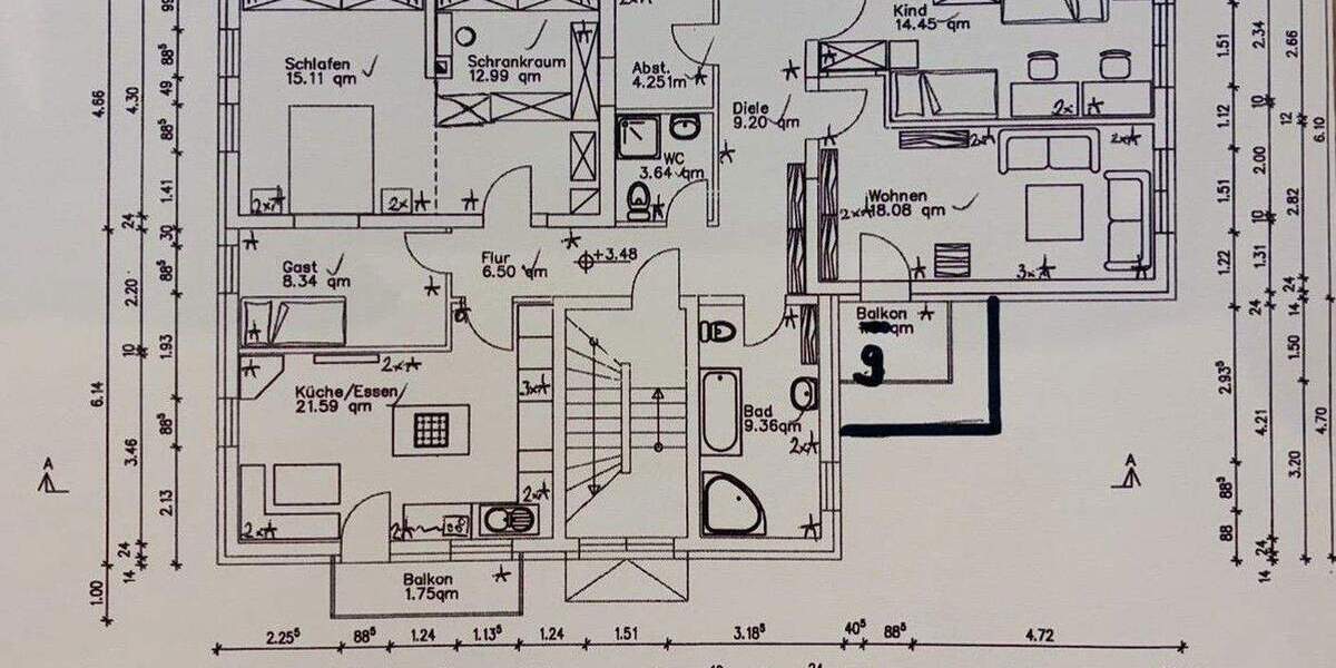 Etagenwohnung Frankfurt Am Main Schwanheim - 4 Zimmer, 129 m&sup2;, 699.000&euro; | Angebot:25043219