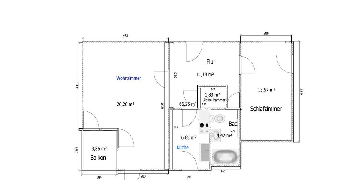 Etagenwohnung Mainz Ebersheim - 2 Zimmer, 66 m&sup2;, 230.000&euro; | Angebot:26444019