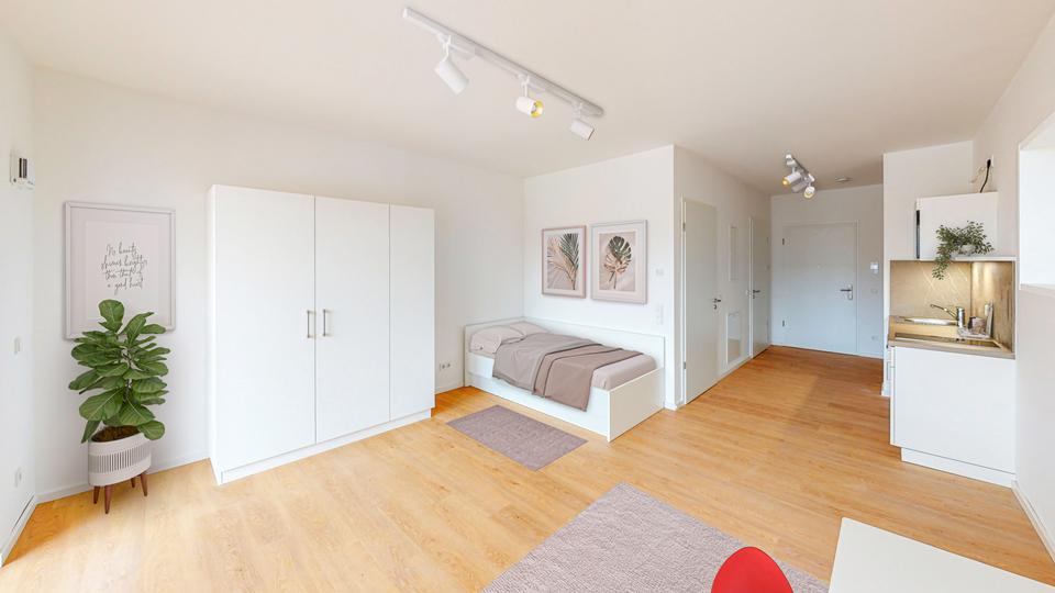 Teilmöbliertes 1-Zimmer-Apartment mit Einbauküche und Balkon 1 zimmer