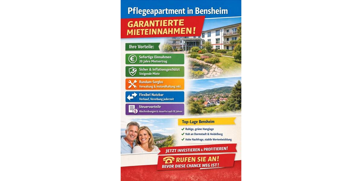 Etagenwohnung Bensheim - 2 Zimmer, 74 m&sup2;, 148.000&euro; | Angebot:26380037