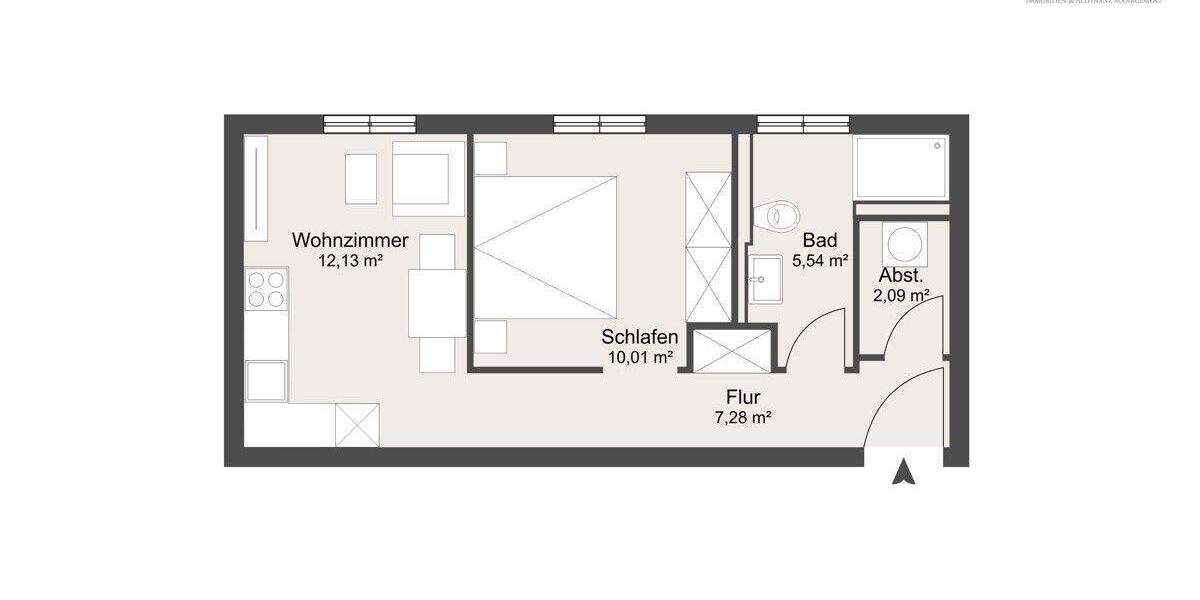 Etagenwohnung Offenbach Kaiserlei - 2 Zimmer, 37 m&sup2;, 219.000&euro; | Angebot:23824364