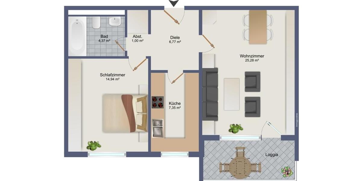 Etagenwohnung Heusenstamm - 2 Zimmer, 65 m&sup2;, 750&euro; | Angebot:26347960