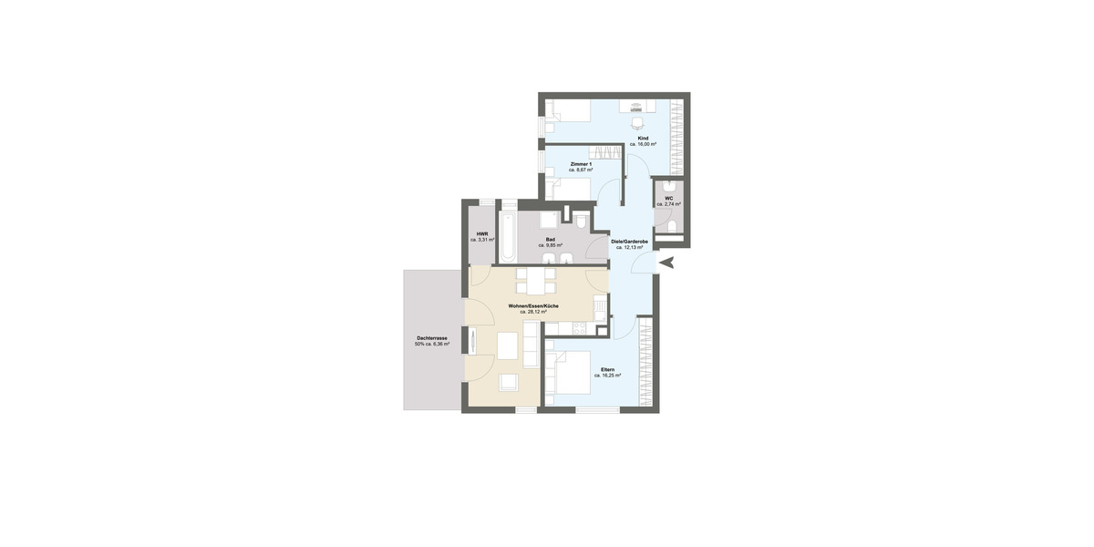 Etagenwohnung Frankfurt am Main Fechenheim - 4 Zimmer, 103 m&sup2;, 559.000&euro; | Angebot:23833874