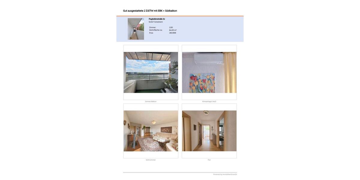 Etagenwohnung Griesheim - 2 Zimmer, 64 m&sup2;, 230.000&euro; | Angebot:21940043
