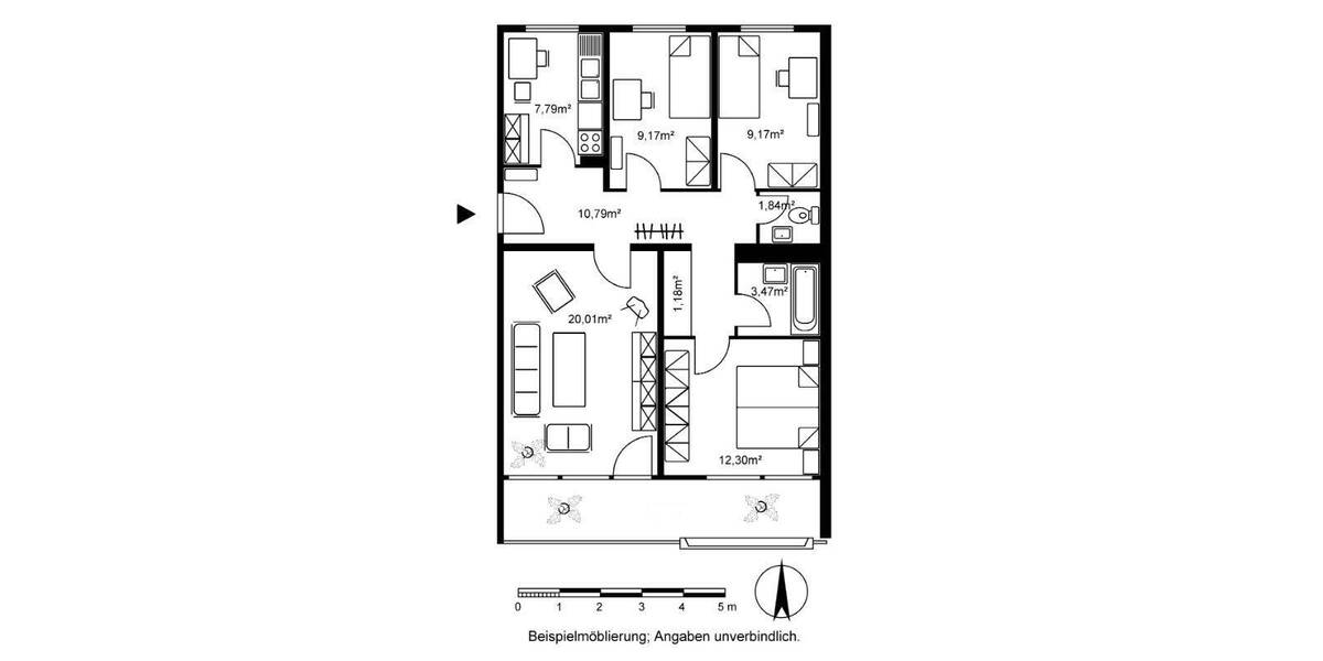 Etagenwohnung Darmstadt Kranichstein - 4 Zimmer, 80 m&sup2;, 864&euro; | Angebot:26658303