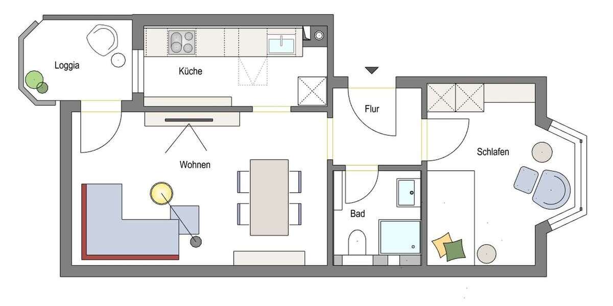 Etagenwohnung Darmstadt Martinsviertel-Ost - 2 Zimmer, 42 m&sup2;, 545&euro; | Angebot:25625498