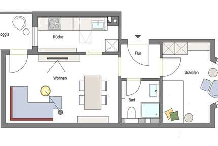 Wohnung Darmstadt Martinsviertel-Ost - 2 Zimmer, 42 m&sup2;, 545&euro; | Angebot:25625498