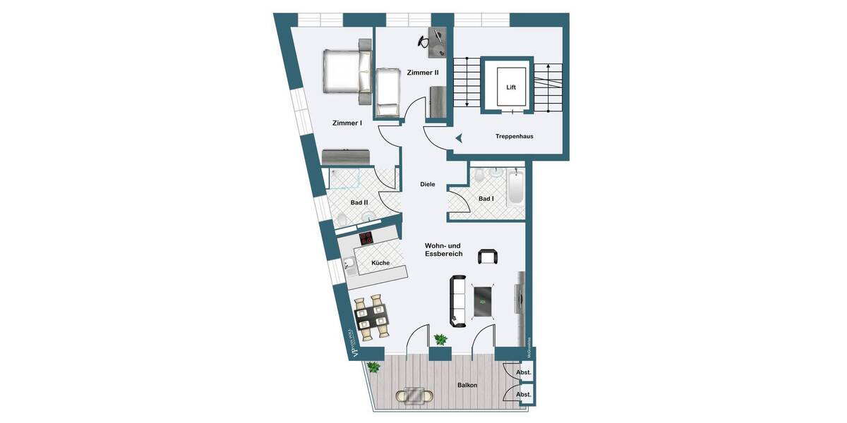 Etagenwohnung Frankfurt am Main Ostend - 3 Zimmer, 87 m&sup2;, 695.000&euro; | Angebot:26388322