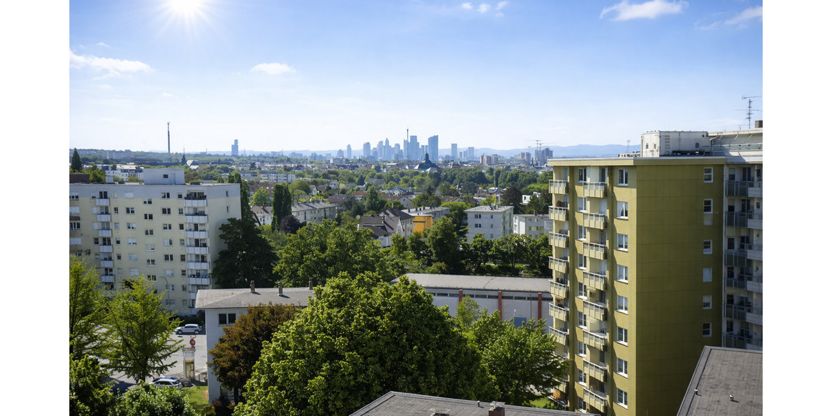 Toplage Offenbach: Moderne 3-Zimmer-Wohnung mit Skylineblick, Balkon & Parkplatz 3 zimmer