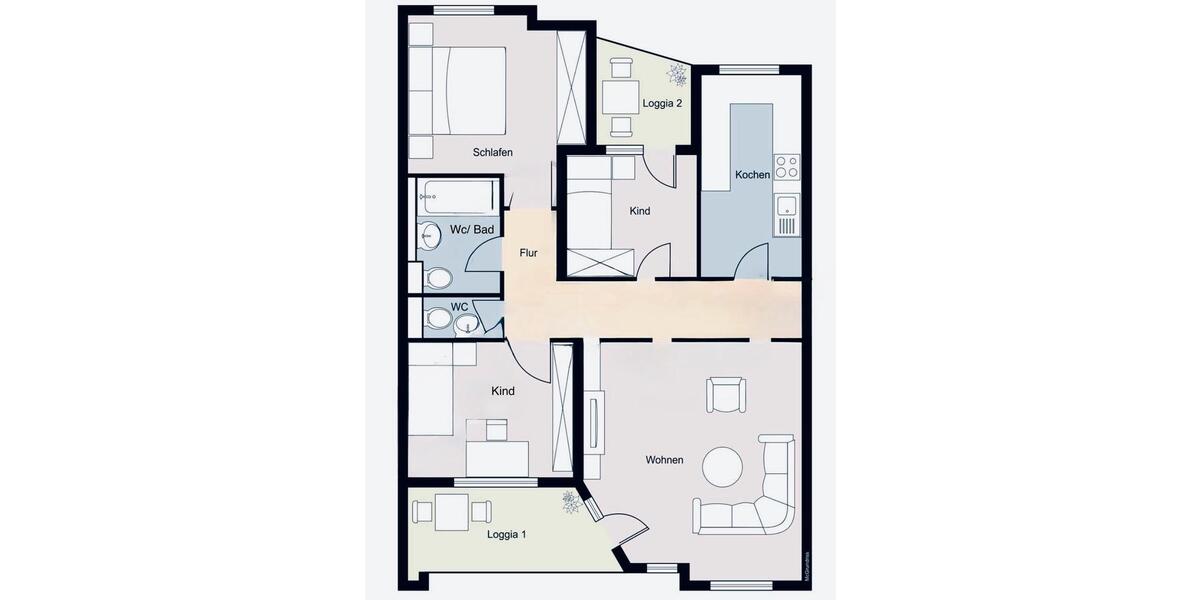 Etagenwohnung Offenbach am Main Bieberer Berg - 4 Zimmer, 84 m&sup2;, 360.000&euro; | Angebot:25269417