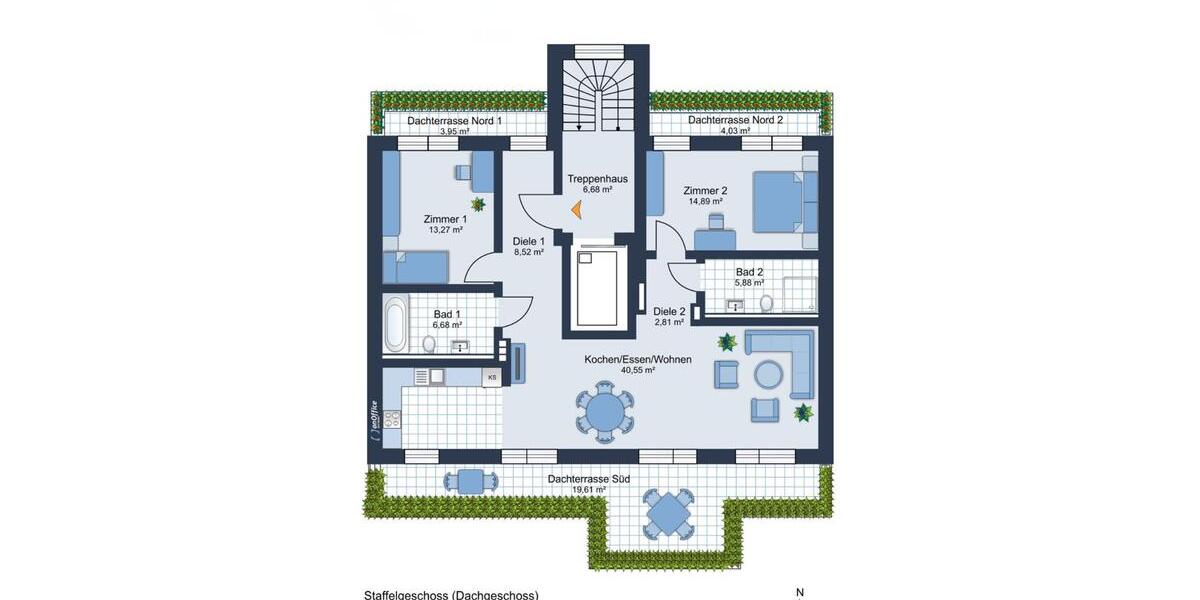 Dachgeschoßwohnung Frankfurt am Main Gutleutviertel - 3 Zimmer, 102 m&sup2;, 2.150&euro; | Angebot:26427013