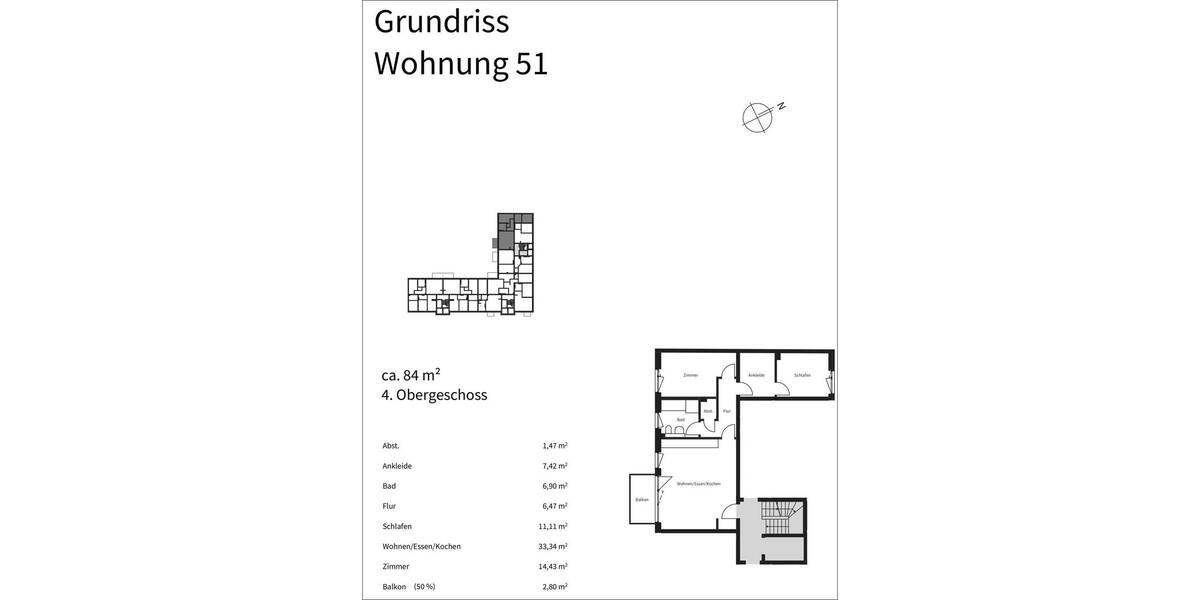 Etagenwohnung Offenbach am Main Bürgel - 3 Zimmer, 81 m&sup2;, 399.000&euro; | Angebot:24140280