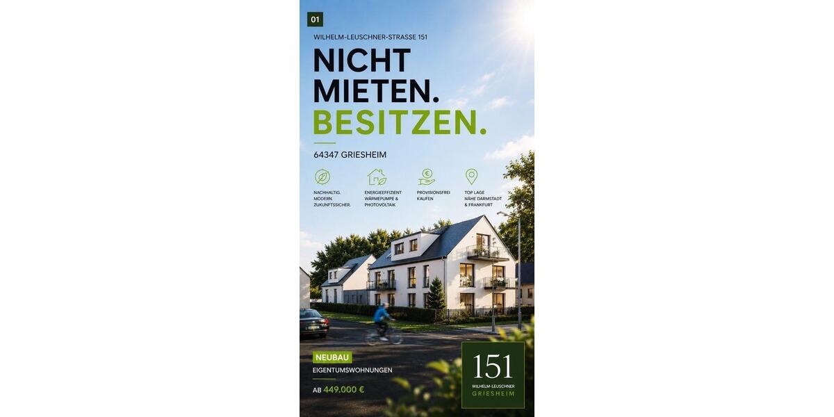 Etagenwohnung Griesheim - 2 Zimmer, 84 m&sup2;, 449.000&euro; | Angebot:26664267